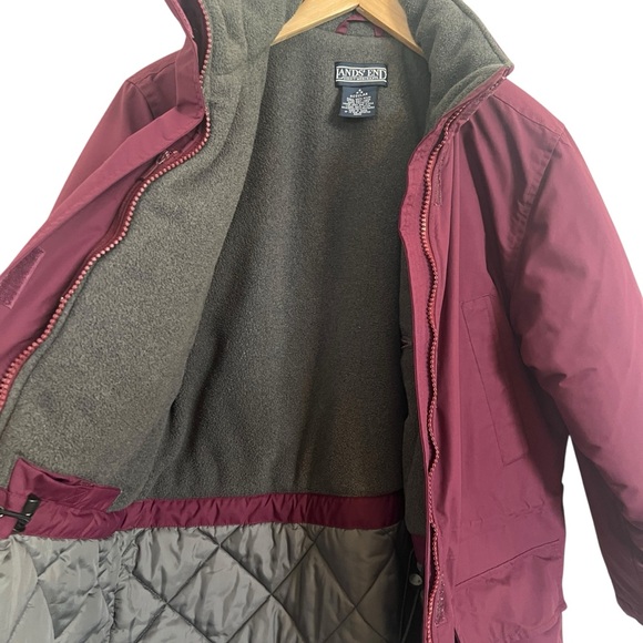 Lands End Jacket Size Small Pink Winter Polartec Hooded Mid Length Pockets - Picture 2 of 13